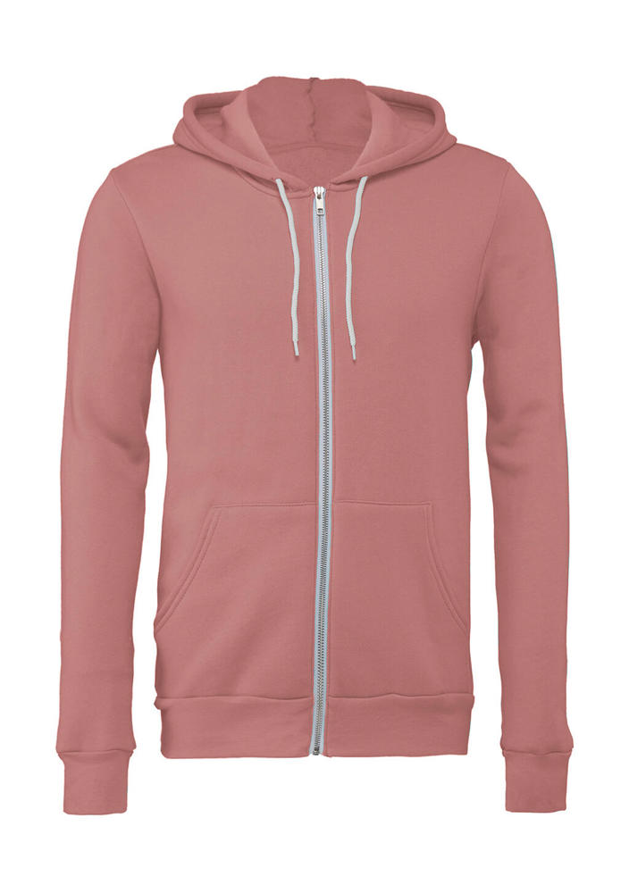 Unisex Poly-Cotton Full Zip Hoodie - Mauve