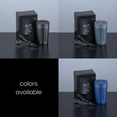Driver's Set: Scandic Kaffeebecher 350 ml & Optima-Multitool, SchwarzSchwarz
