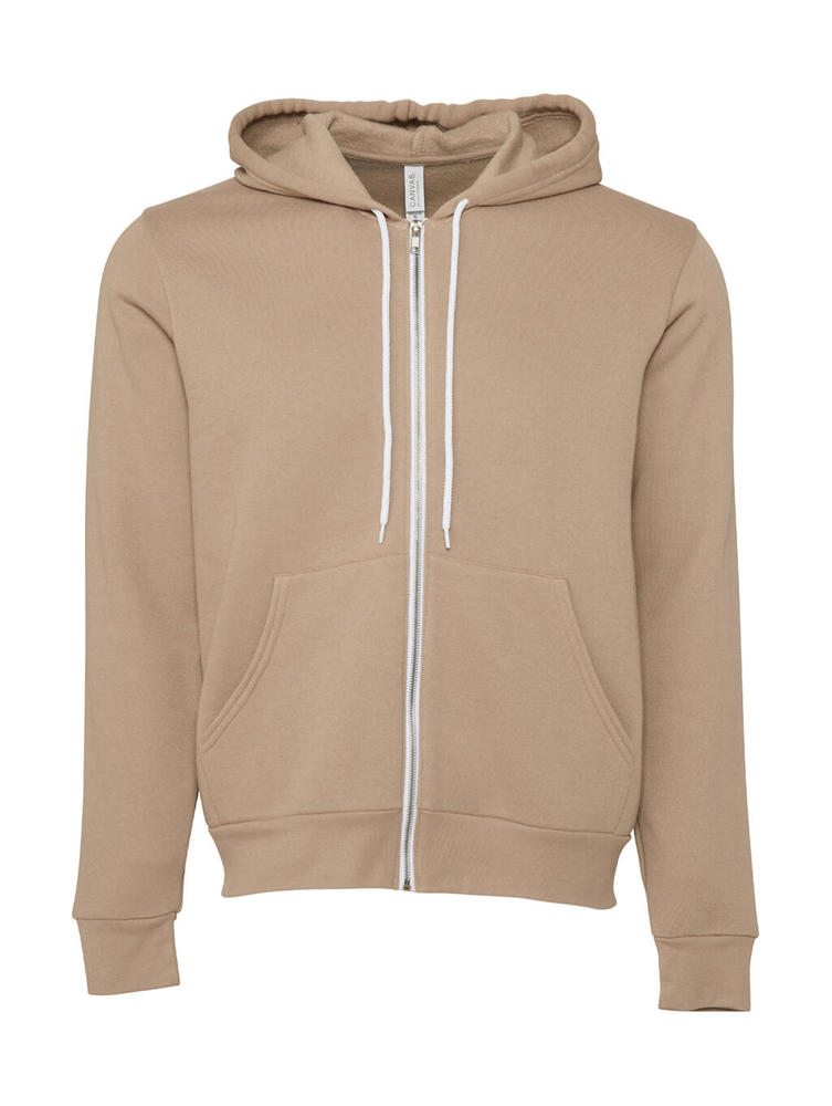 Unisex Poly-Cotton Full Zip Hoodie - Tan