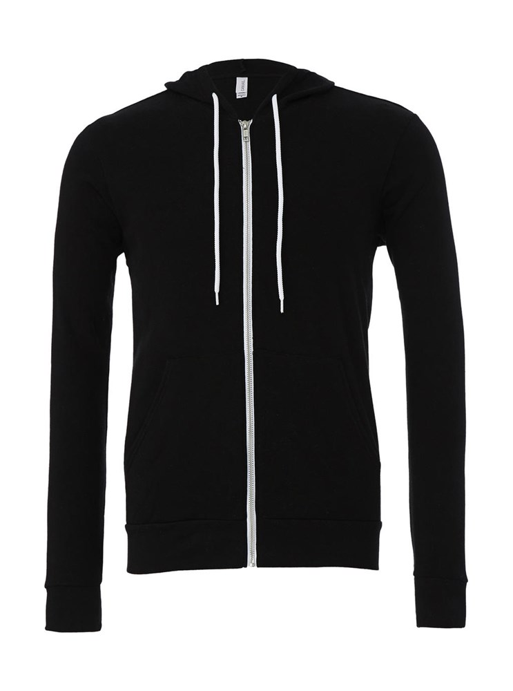 Unisex Poly-Cotton Full Zip Hoodie - Black
