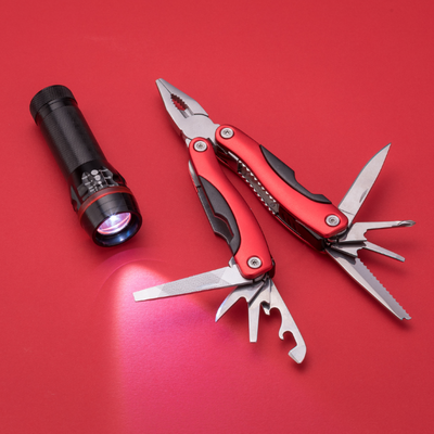 Set Colorado II: Taschenlampe und großes Multitool Colorado, RotRot
